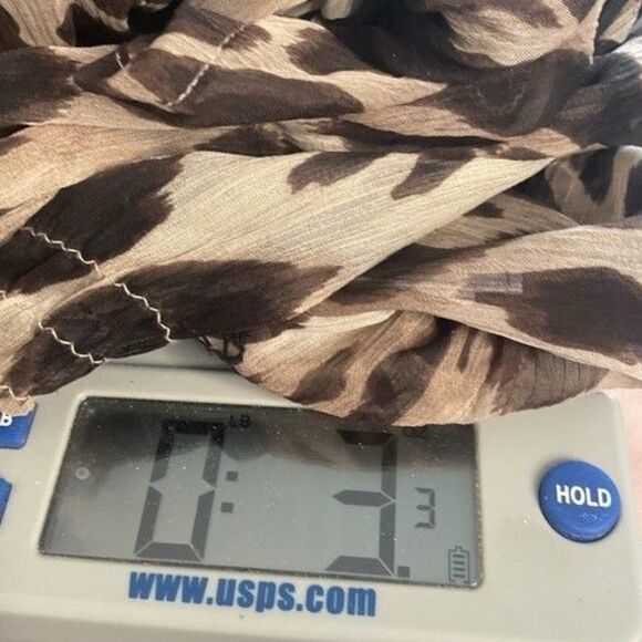 Ariat Animal Print Semi Sheer Cinch Waist V-Neck Long Slv. Blouse Women Size XL - Picture 9 of 9